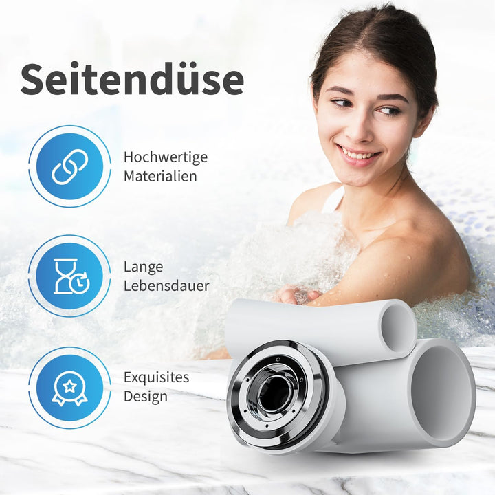 AQUADE Jet Düse Wasserdüse für Whirlpool Durchmesser: 50mm Metall verchromt