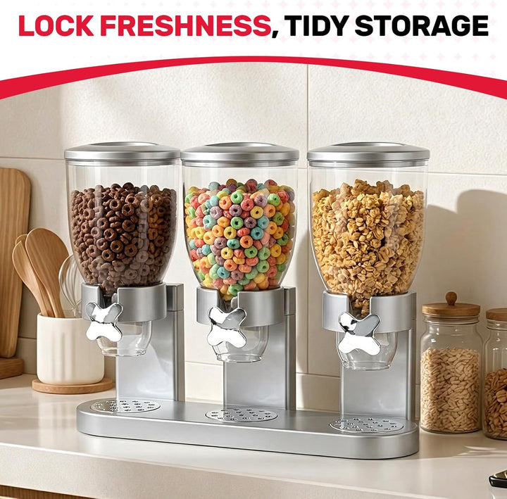 Sinceroduct Cereal Dispenser Countertop 2L, 3er Set Dreifacher Müsli Verteiler für die Arbeitsplatte