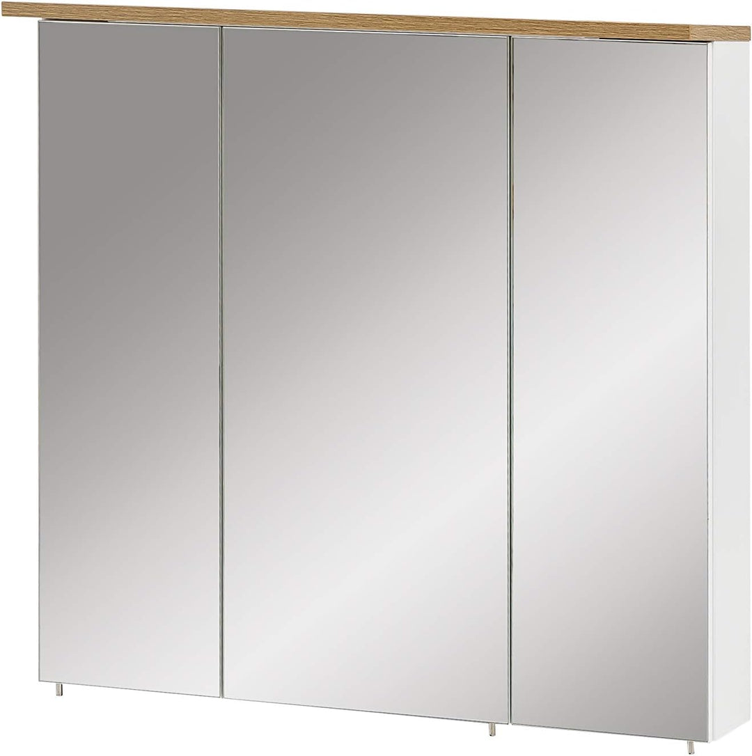 Schildmeyer Spiegelschrank Padua 142296, weiss glanz/eiche landhaus Dekor, 70,5 x 16 x 72,5 cm