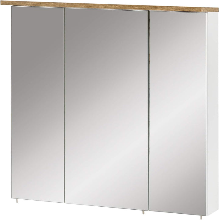 Schildmeyer Spiegelschrank Padua 142296, weiss glanz/eiche landhaus Dekor, 70,5 x 16 x 72,5 cm
