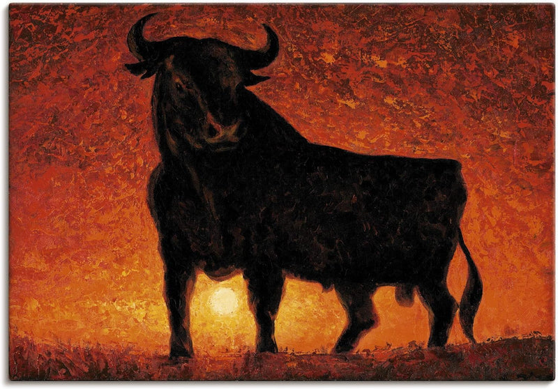 Artland Leinwandbild Wandbild Bild auf Leinwand 70x50 cm Wanddeko Stier Tiere Spanien Stierkampf Kat