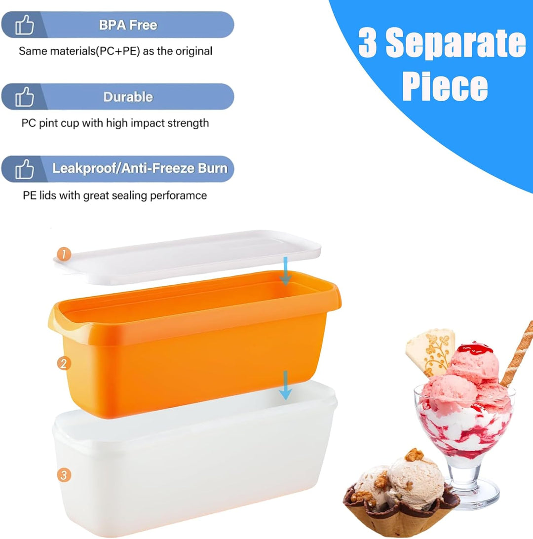 Eisbehälter für Speiseeis, 3er-Set 1.5 L Eiscreme Behälter Wiederverwendbare Hausgemachte Eiscreme-B