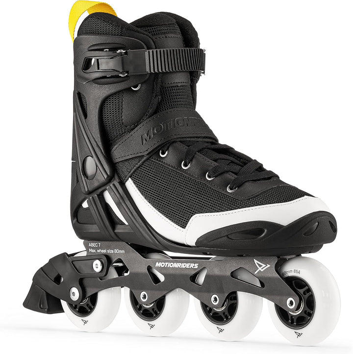 MOTIONRIDERS Herren Damen Fitness Inline Skates XION 80, black/white, Original AirBoot Konzept, Ultr