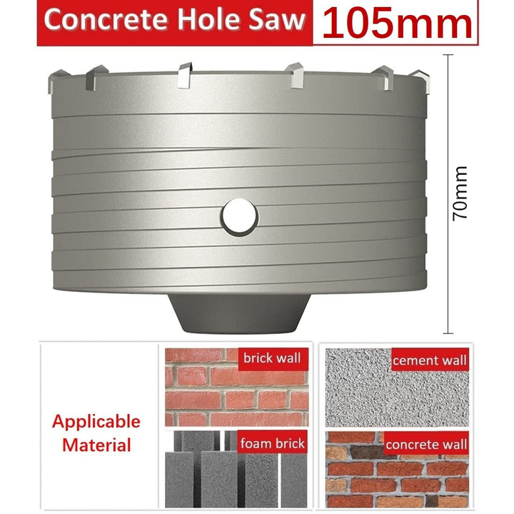 SYDARSYN 105mm Betonlochsäge Beton Bohrkrone Hartmetall Kernbohrer für Backsteinbetonwänden (Verbind