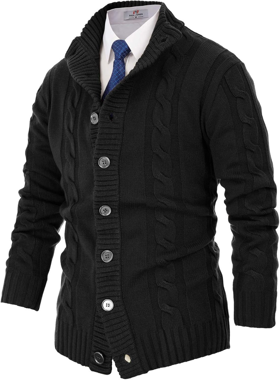 PJ PAUL JONES Herren Strickjacke mit Knopfverschluss Zopfmuster Strickjacke Cardigan mit Gerippter S