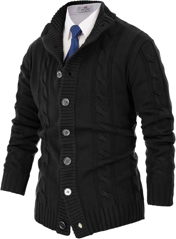 PJ PAUL JONES Herren Strickjacke mit Knopfverschluss Zopfmuster Strickjacke Cardigan mit Gerippter S