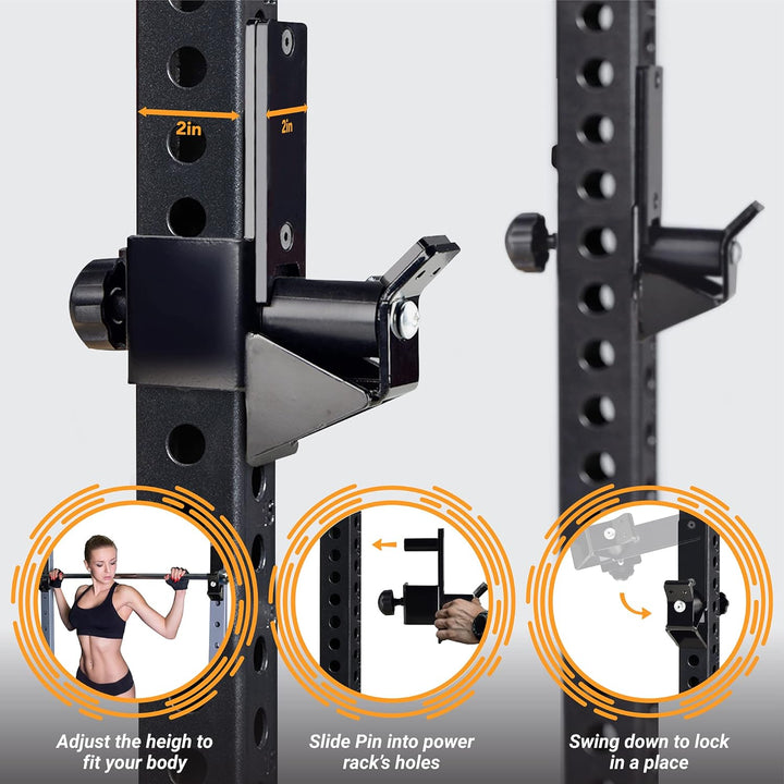 Yes4All Easy Barbell-Centering Roller J-Hooks for 2x2" Power Rack, 1,000 lbs Alloy Steel Barbell Hol
