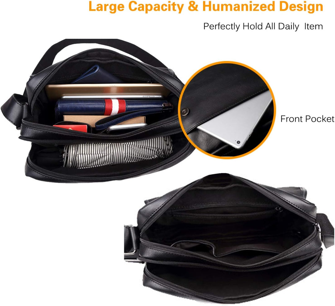 FANDARE Neu Umhängetasche Herren Schultertasche PU Männerhandtasche Laptoptasche Messenger Bag Arbei