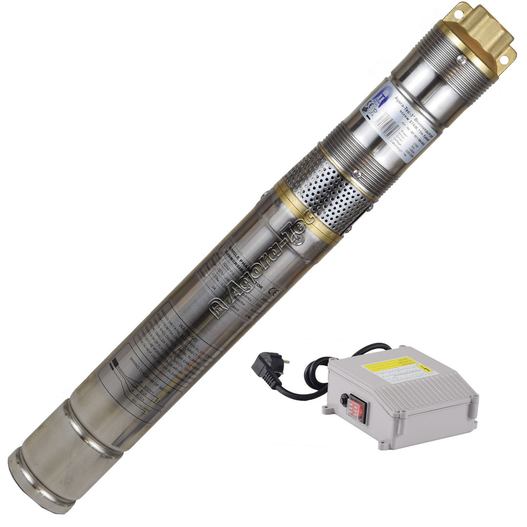 Agora-Tec® AT- 3" Brunnenpumpe 370W-screw 15 m Kabel sandresistente Tiefbrunnenpumpe mit max: 7,5 ba