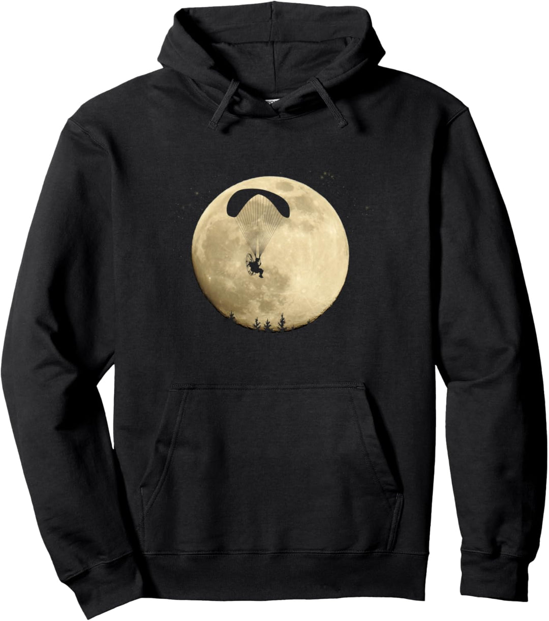Paragleiten Paramotor Mond Gleitschirmfliegen bei Vollmond Pullover Hoodie