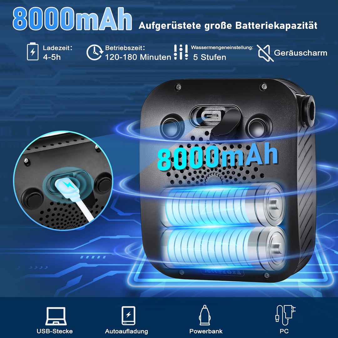 Spopal Camping Dusche, [8000mAh] Campingdusche Tragbare mit Pumpe und Temperaturanzeige, Mobile Dusc
