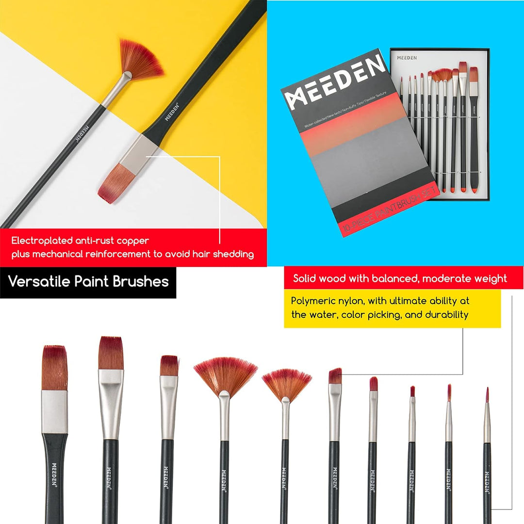 MEEDEN Deluxe Acryl Malset mit 24×120ML Acrylfarben, Aluminium Tischstaffel, 10 Pinsel, Leinwand Pan