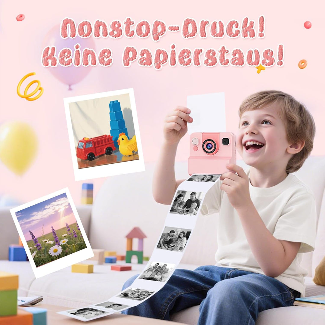 Sofortbildkamera Kinder Kamera,2.4" HD Bildschirm Kinderkamera mit 32GB Spielzeug ab 3 4 5 6 Jahren