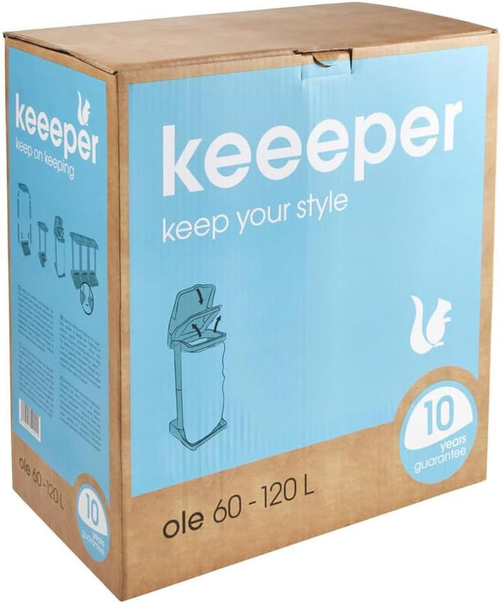 keeeper System-Müllsackständer mit integriertem Aufbewahrungsfach, 60-120 l, Ole, Silber