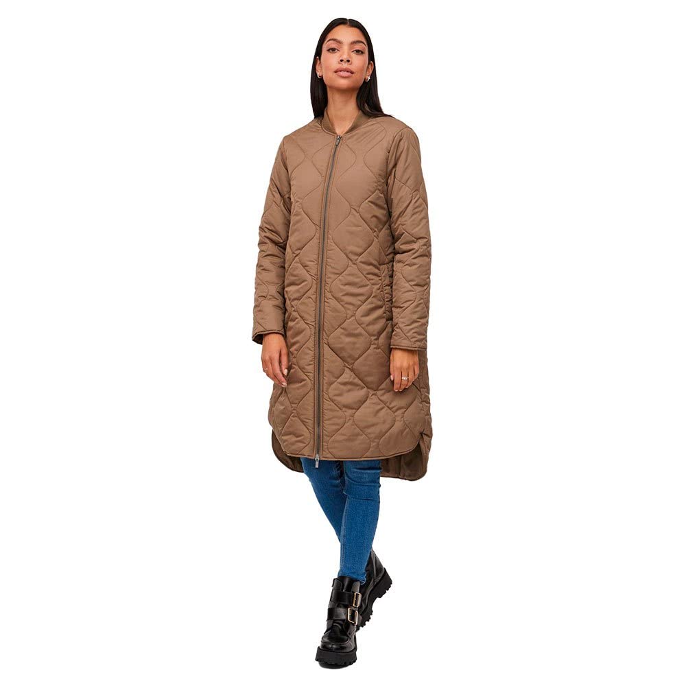 Vila Damen Vimanon Quilted Jacket - Noos Mantel 36 Walnut, 36 Walnut