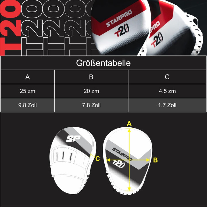 Starpro T20 Box Pratzen für realistisches &amp; effektives Training - Pratzen Boxen, Bratzen, Pratzen Ka