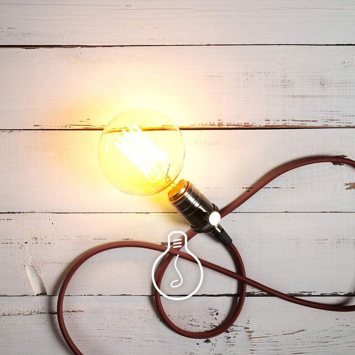 Amarcords - Textilkabel für Lampen BRAUN, rund, Jute, 20 Meter, mit Erdung 3x0,75 - Stoffkabel mit f