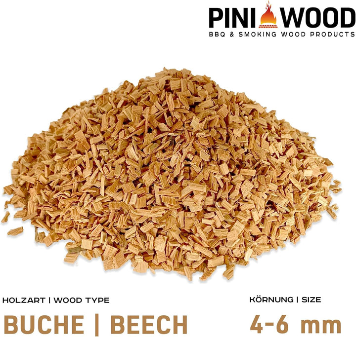 PINI 15 Kg Räucherchips Buche 4-6 mm Smoking Chips Räucherspäne