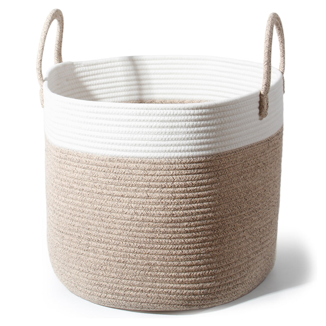 SYLANDO D40*H34cm Waschekorb aus Baumwolle mit Griffen, Aufbewahrungskorb Geflochten, Laundry Basket