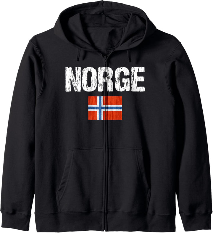 Norway Flag Norge Norske Distressed Gift Geschenk Kapuzenjacke