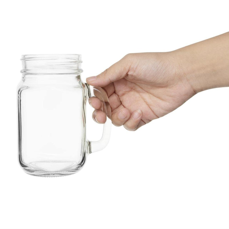 Olympia Mason Jars 450 ml/16 oz (12 Stück), Klarglas, Trinkmarmeladengläser mit Griffen, Overnight-O