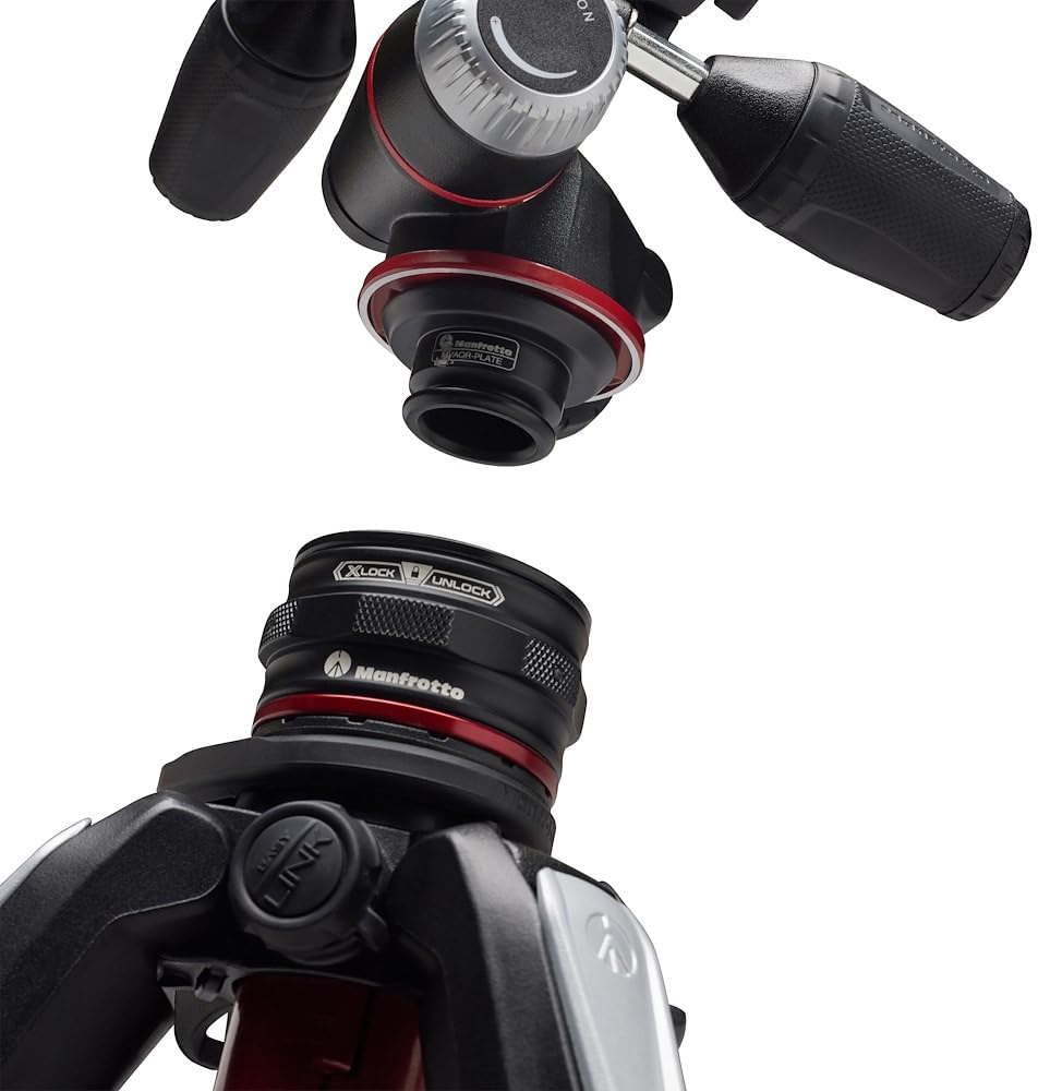 Manfrotto 3-Segment Stativ Kit mit 3-Wege-Neiger aus Aluminium, Fotostativ mit Move Quick Release Sy