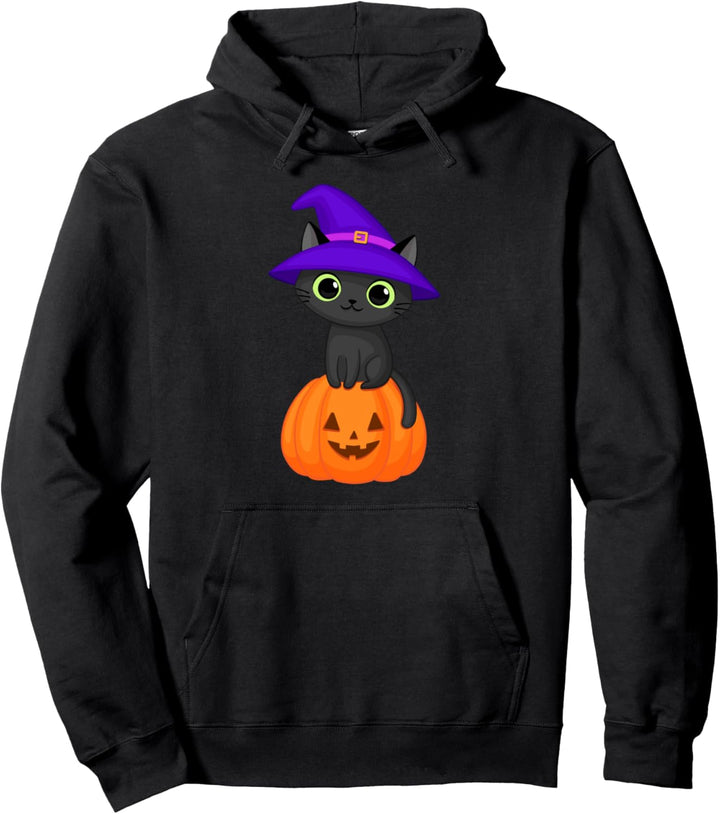 Süsse Halloween Katze I Verhexte Katze auf Kürbis Pullover Hoodie