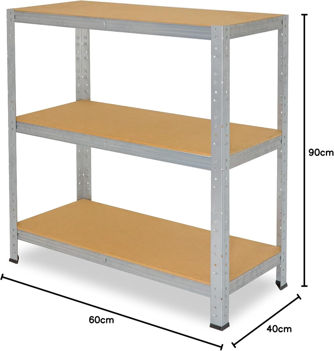 shelfplaza® 90x60x40cm Home Schwerlastregal verzinkt/Metallregal mit 3 Böden/Kellerregal Metall, Gar