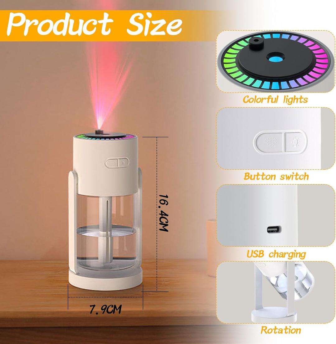 RANJIMA Luftbefeuchter, 280ml Luftbefeuchter mit LED Sternenhimmel Projektion, Desktop Humidifiers m