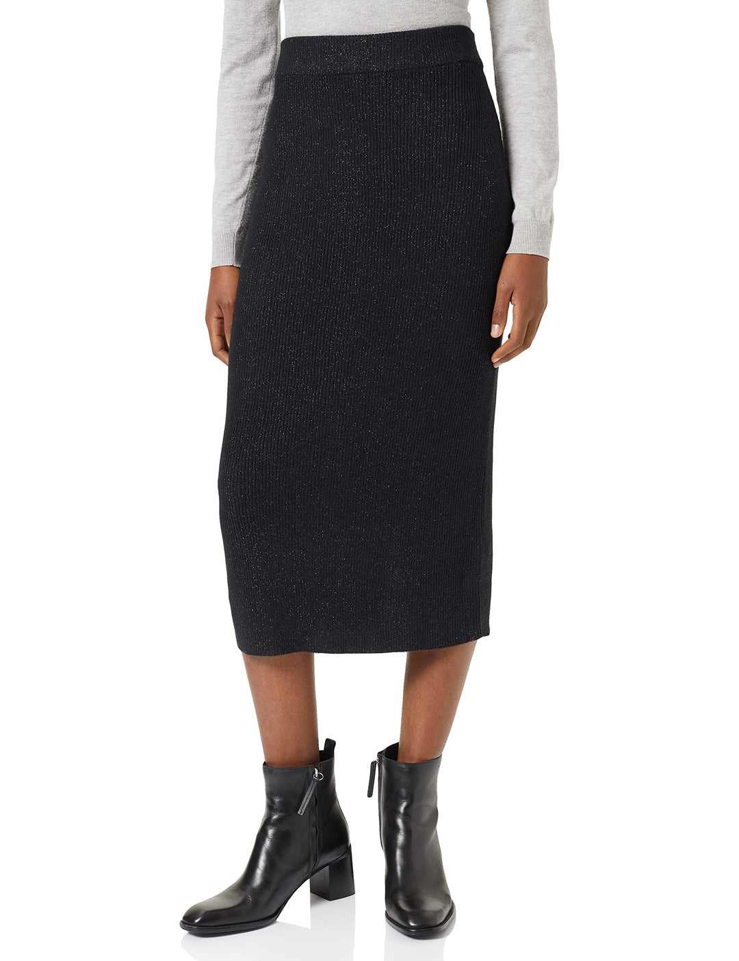 NA-KD Damen Pu Front Slit Skirt Rock, Schwarz