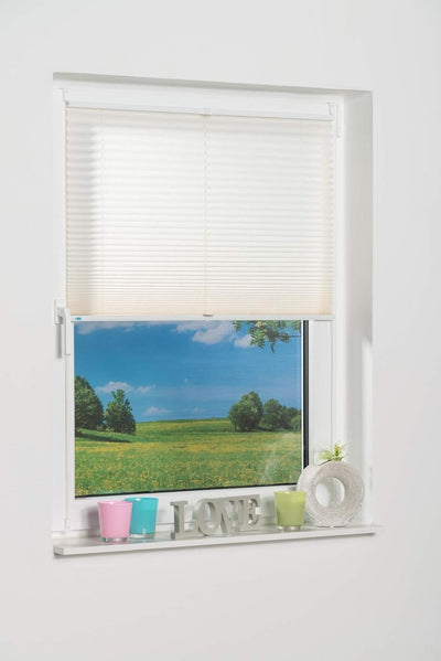 K-home 422148-6 Klemmfix-Plissee 90 x 130 cm (B x L) Creme Lichtschutz +++ Moderne Crushed Optik +++