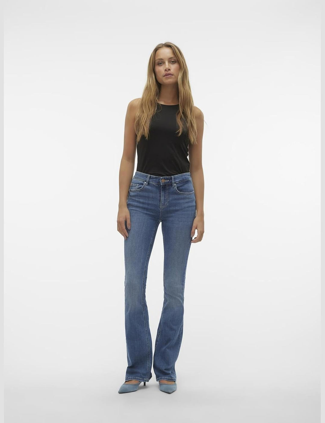 VERO MODA Female Ausgestellt VMFLASH Mid Rise Jeans L / 32L Blau, L / 32L Blau