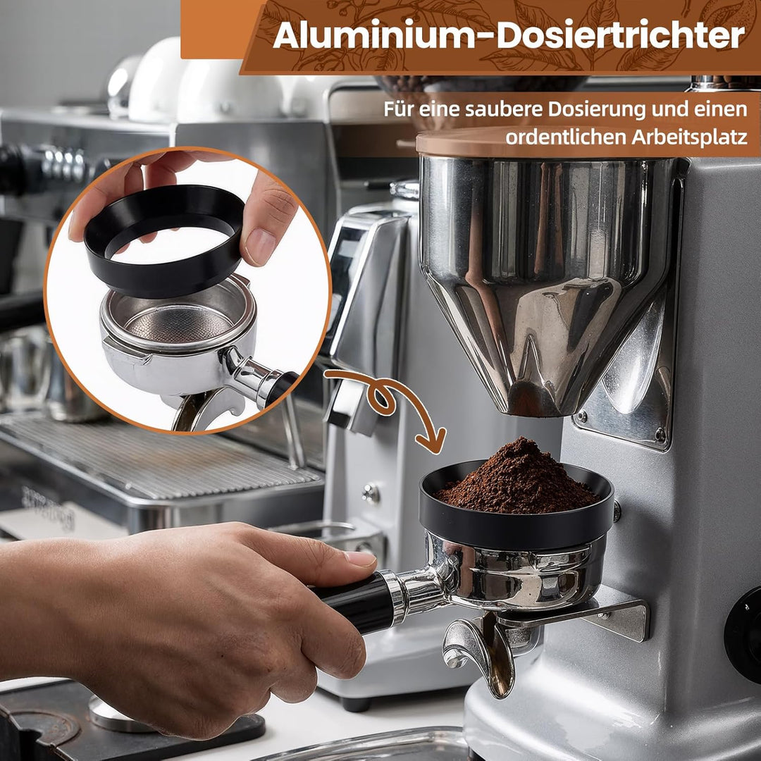 51mm Espresso Zubehör 7tlg. Set inkl. WDT Tool 51mm, Tamper, Distributor, Dosierring & Tamperstation