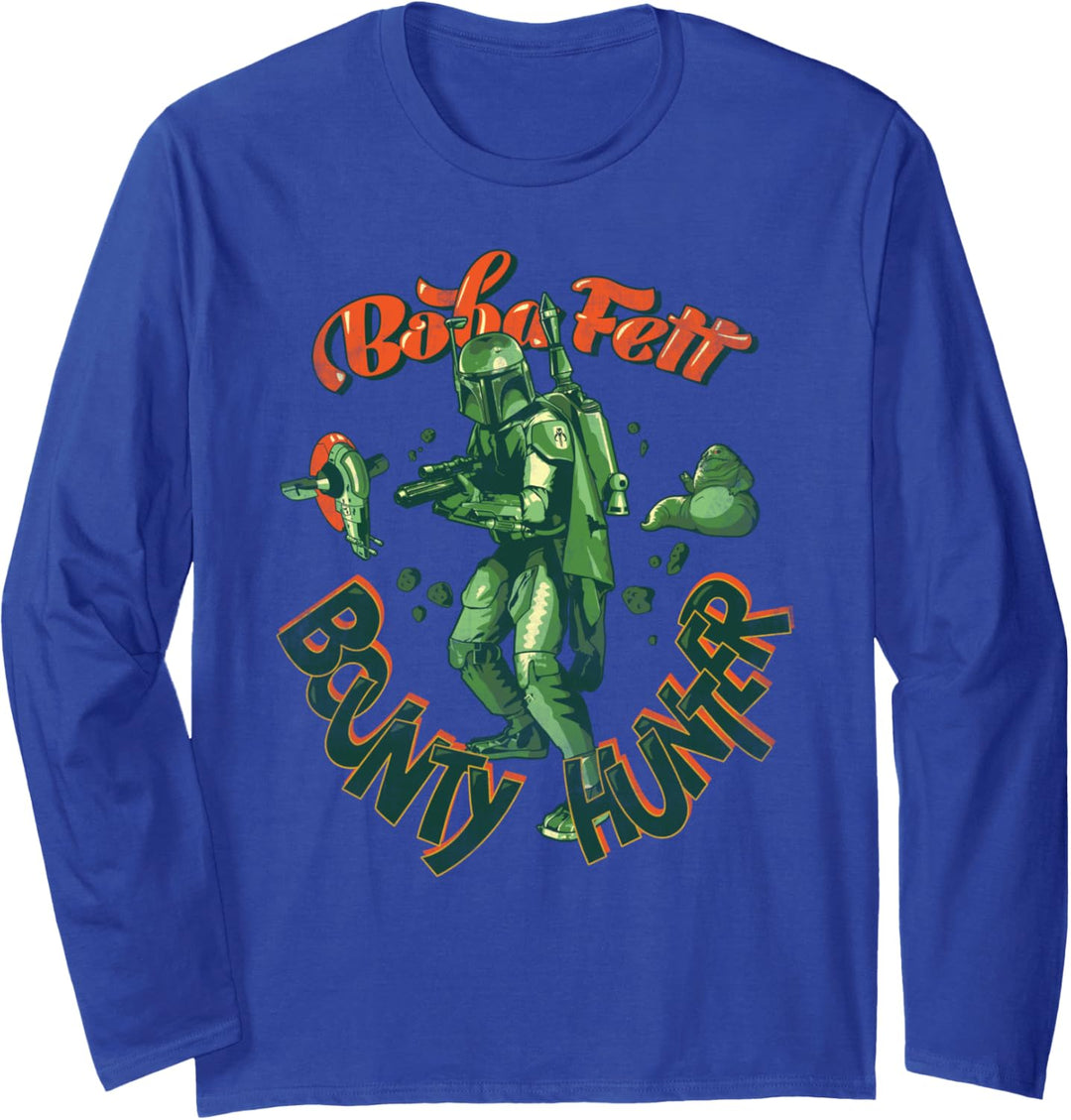 Star Wars Boba Fett Bounty Hunter Retro Font Langarmshirt