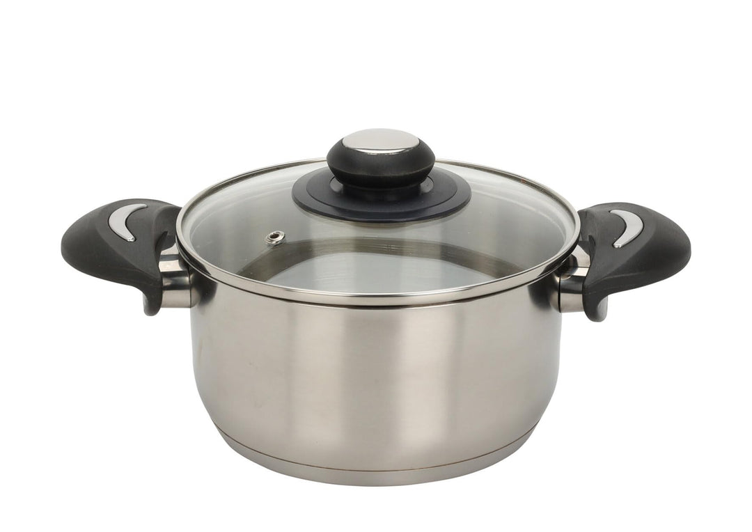 Edelstahl Kochtopf mit Glasdeckel - 2,1 L / 18 x 14 cm - Universal Küchentopf mit Griffen - Topf für