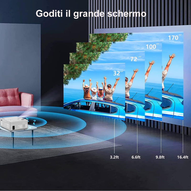 Ysametp Tragbarer Mini-Projektor, 1280 x 720 P, 200 Zoll, HD-Videoprojektor, 10000 Lm, Heimkino-Beam