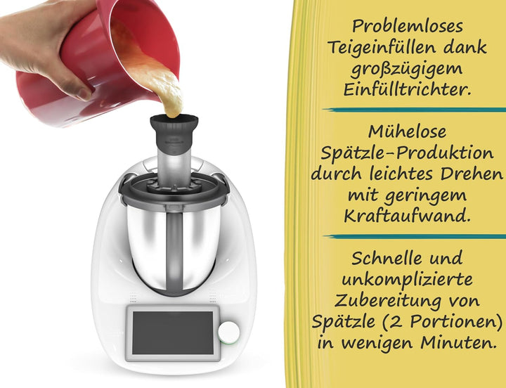 mixle Spätzleaufsatz V2, VERBESSERTE VERSION, kompatibel mit Thermomix TM6, TM5, TM31 & TM Friend, Z
