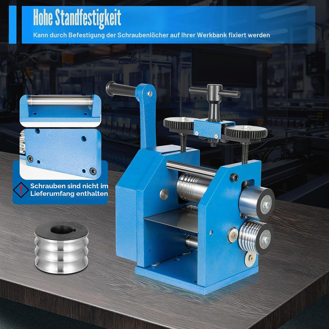 Handwalzwerk Maschine, 72 mm Schmuckwalzwerk, Manueller Walzwerk Kombinationswalzwerk für Schmuck De