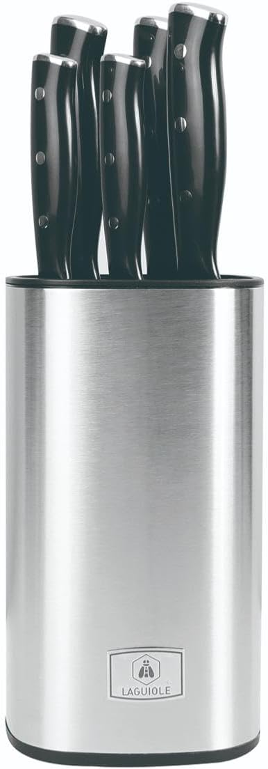 LAGUIOLE, Küchenmesserblock mit 5 Klingen aus 3CR13-Stahl, Gleam-Modell, hochglanzpoliert, modernes