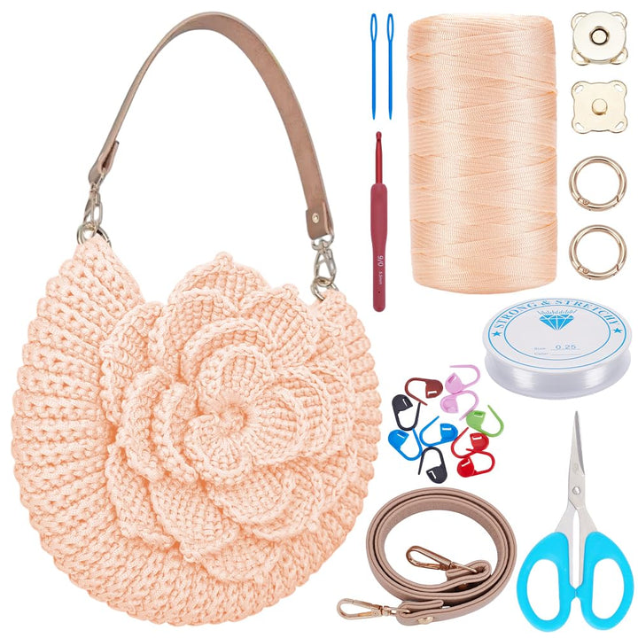 FREEBLOSS Häkeltaschen Set Mit Blumen Für Anfänger Komplettes Starter Set Mit Schritt Für Schritt Vi