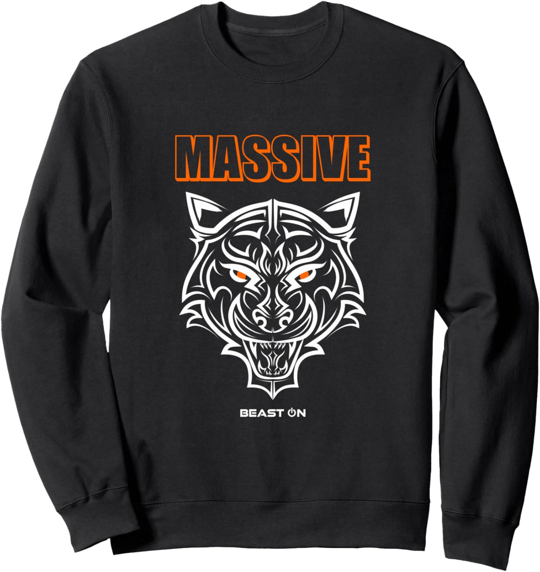 Massive Tiger Kopf Orange Gym Training Fitness Workout Gains Sweatshirt