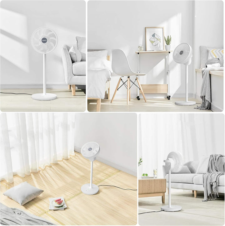 DC Motor Standventilator - Ventilator Leise 20dB 3D Oszillierend mit Fernbedienung/Höhe 92cm/6,8m/s/