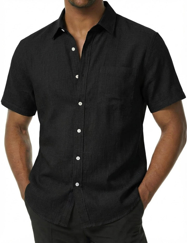 COOFANDY Hemd Herren Kurzarm Leinenhemd Leicht Sommerhemd Freizeithemd Strandhemd Kurzarmhemd L 01-s