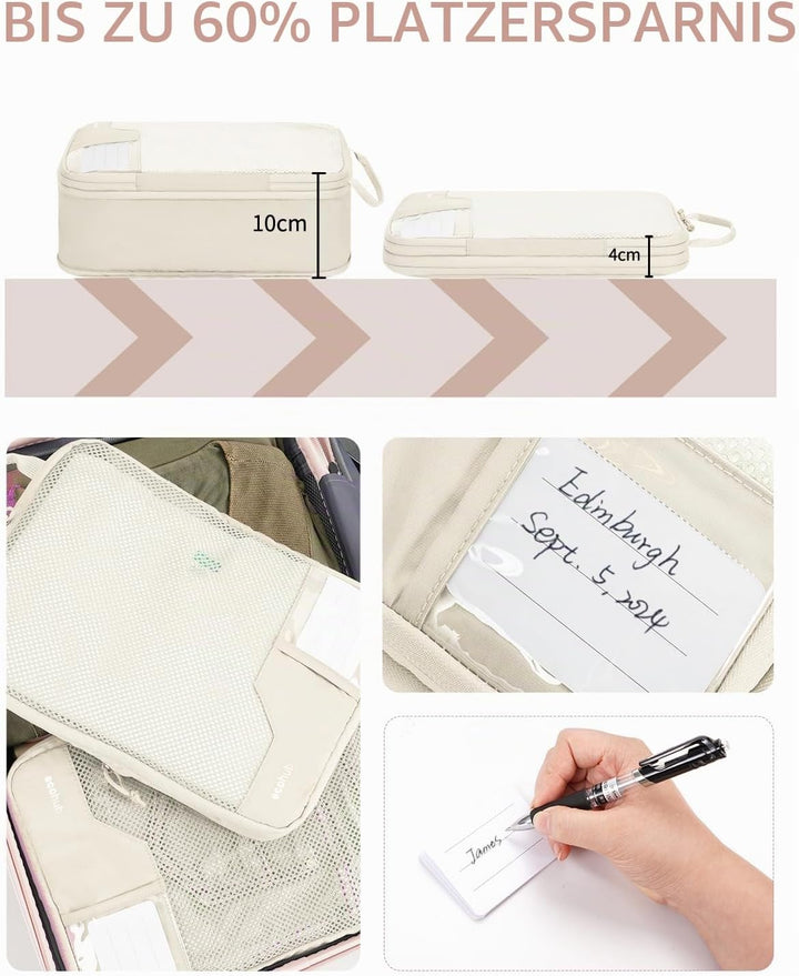 ECOHUB Packwürfel für Reisen, langlebig, Koffer-Organizer, Taschen, Set mit personalisiertem Etikett