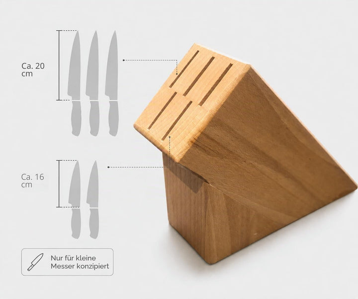 Wooden World - Küchenmesserblock aus Holz für 5 Klingen – Natürlicher, ökologischer Organizer für Me