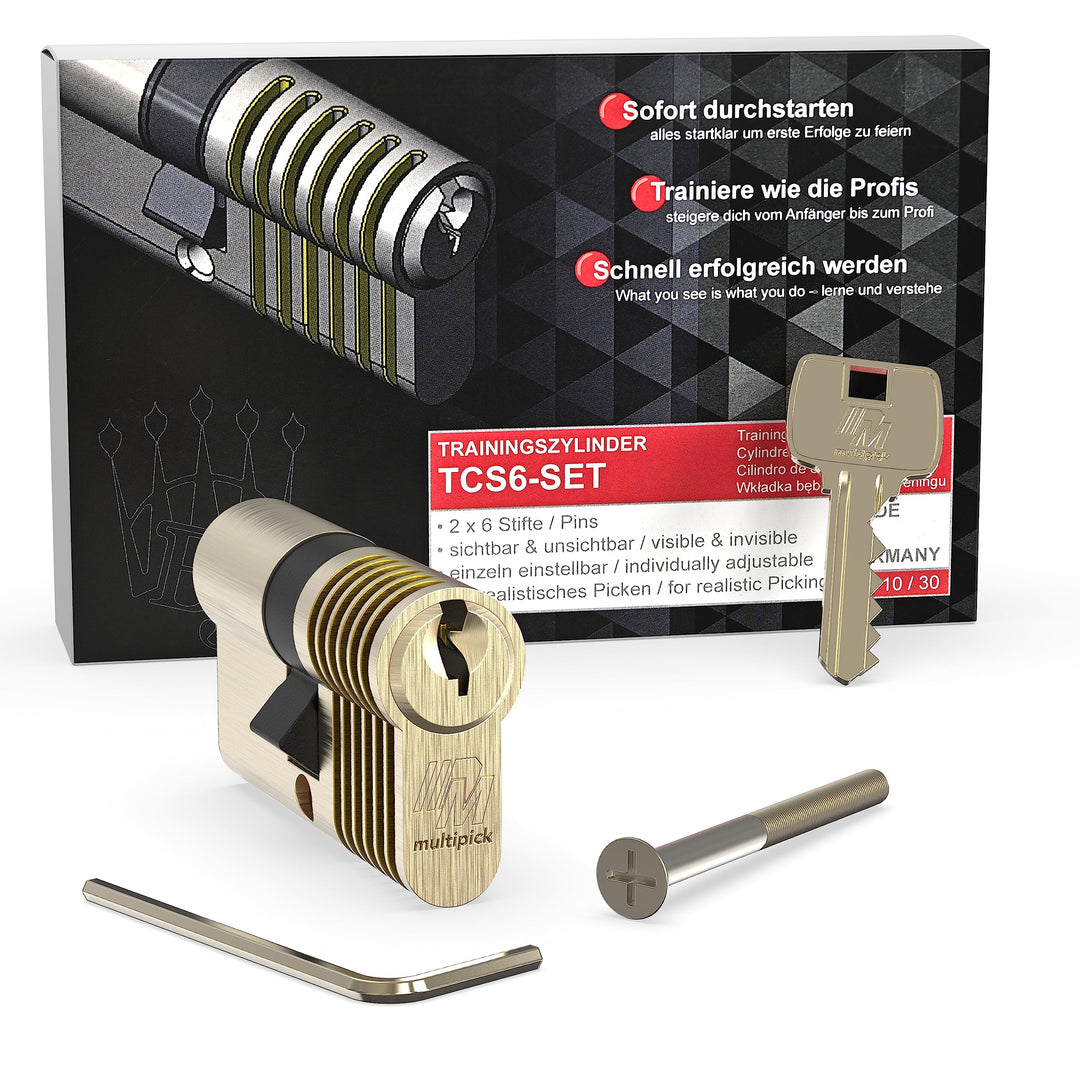 MULTIPICK Trainingszylinder Lockpicking Set - [Made in Germany] Lock Picking Tool - variables 6-Stif
