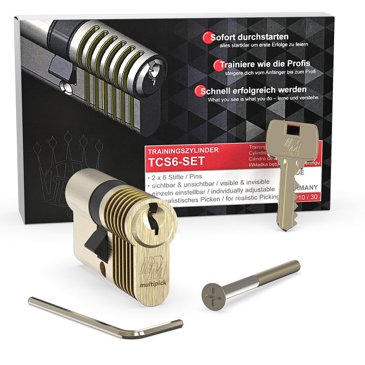 MULTIPICK Trainingszylinder Lockpicking Set - [Made in Germany] Lock Picking Tool - variables 6-Stif