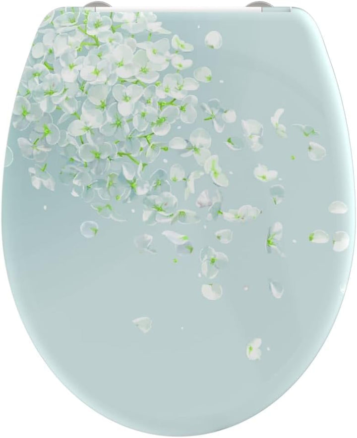 Schütte WC-Sitz WIND FLOWER mit Absenkautomatik, Toilettendeckel mit Motiv und Schnellverschluss für