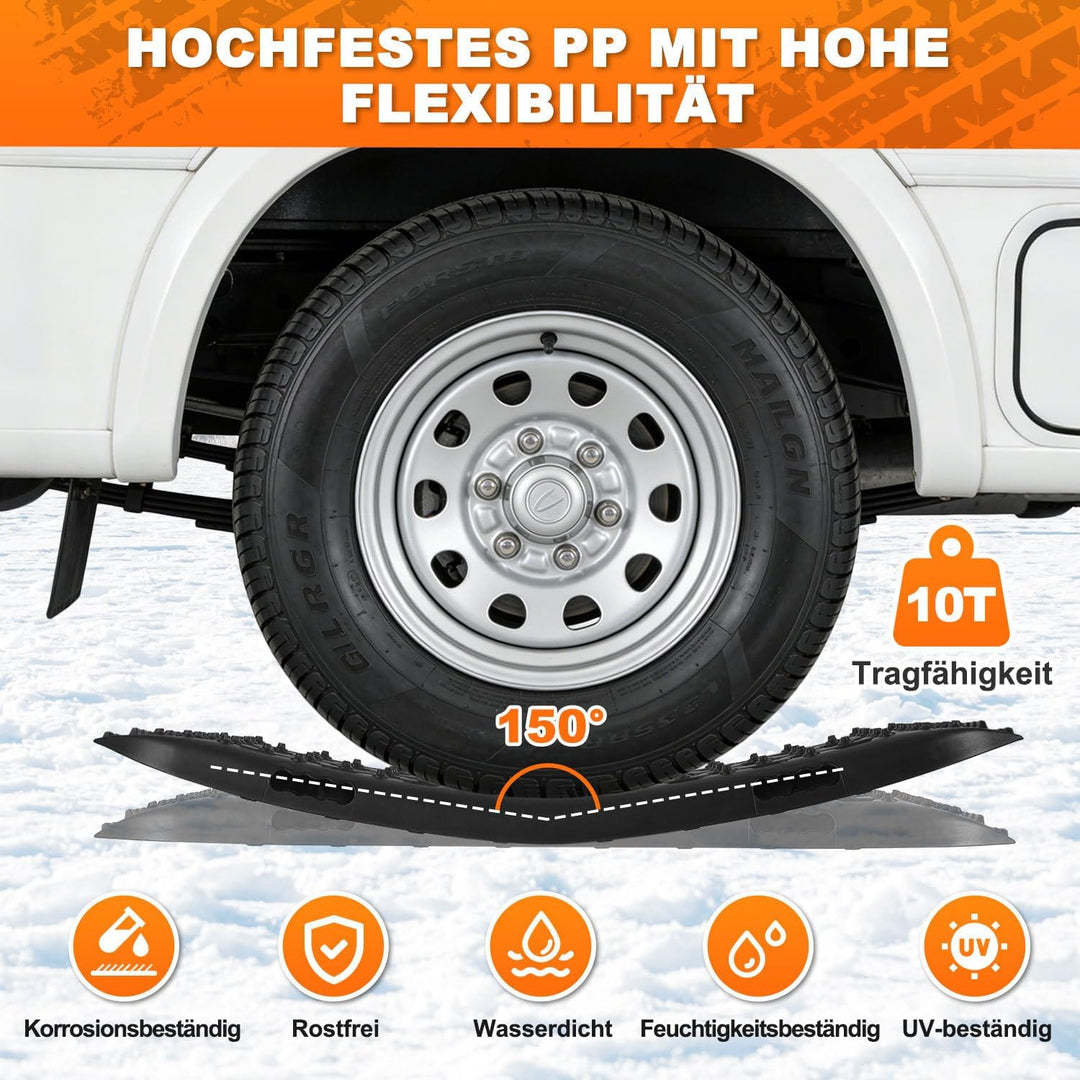 2 Stücke Sandbleche,106 * 31cm Sandbleche Wohnmobil,10T Tragkraft,Hochfestes Nylon Recovery Board mi