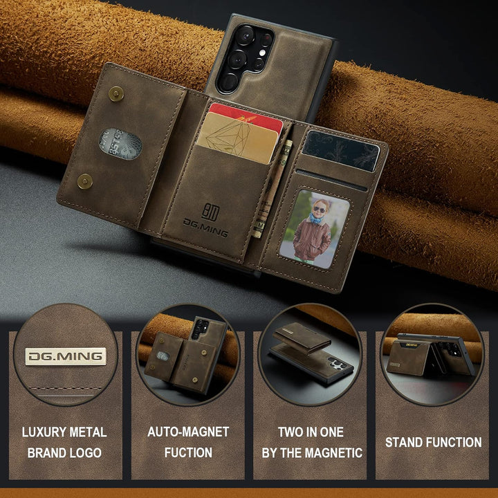 UDBKKDX 2 in 1 Handyhülle für Samsung Galaxy S23 Ultra, abnehmbare Brieftasche und magnetische Adsor